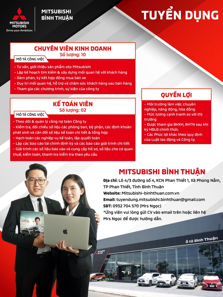 Mitsubishi Bình Thuận tuyển dụng tháng 9
